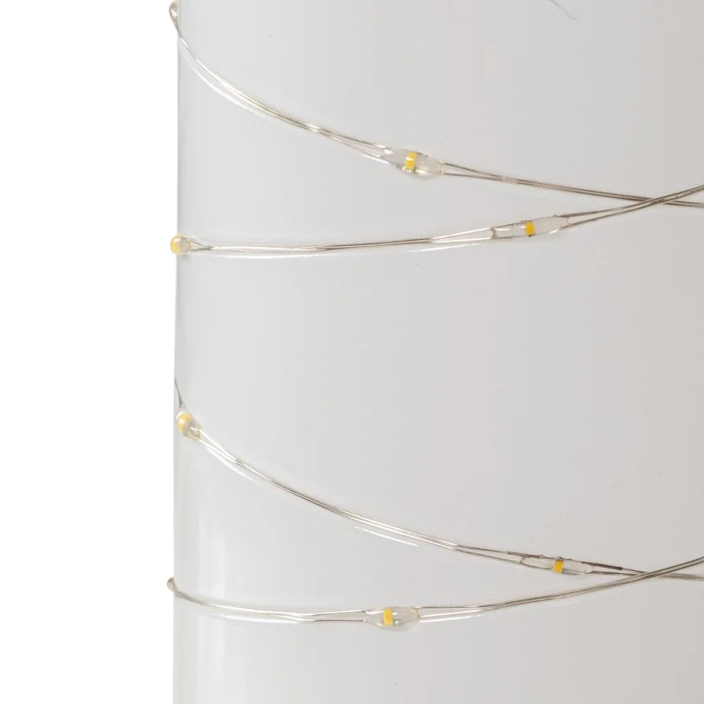 2PK Flameless LED Pillar Candles with Metal Wire String Light 3x6 Inch Safe Indoor Outdoor Decoration Warm Atmosphere