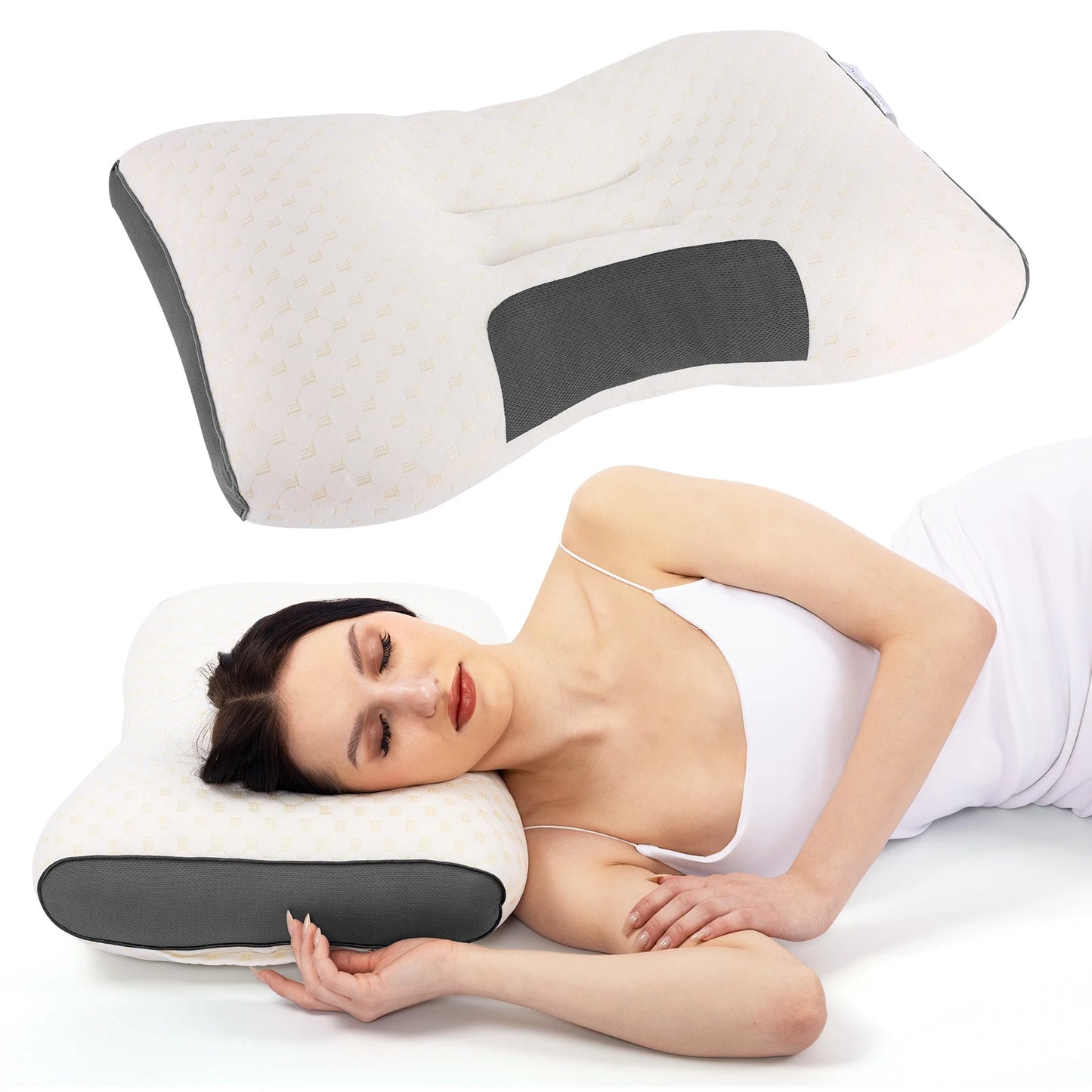 1pc/2pcs Neck Pillow For Sleeping Soft, Adjustable Ergonomic Contour Support Pillow, High Quality Pillow Core, Removable Cove