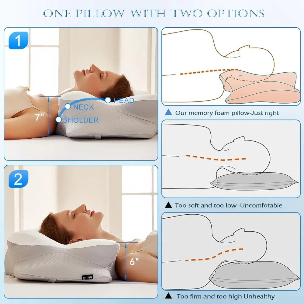 Cooling Gel Pillows for Neck and Shoulder,Cervical Pillow Cozy Sleeping,Odorless Ergonomic Contour Memory Foam Pillows for Side