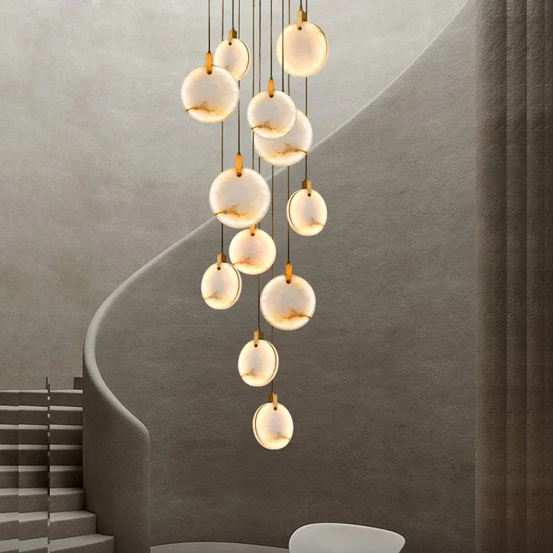 Scandinavian LED Marble Gold Home Decor Designer Chandelier Lighting 2025 New Trend Living Room Tone Chandelier