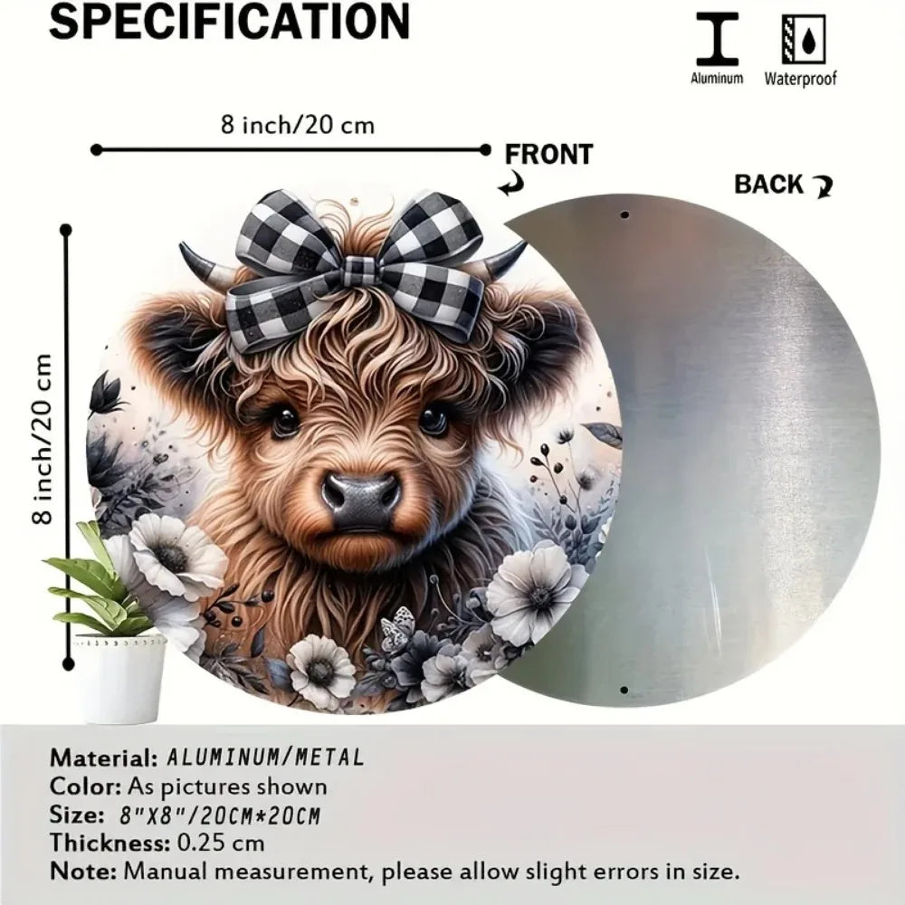 LuxHighlandNoel "Highland Cow Sign" | Premium Aluminum Art | Christmas Gallery Decor