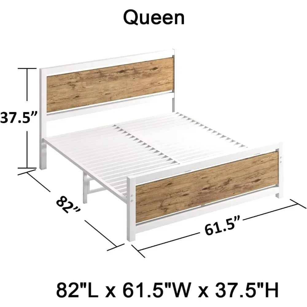 White Bed Bases and Frames Under Bed Storage Mattress Foundation Bedroom Furniture No Box Spring Needed Frame & Headboard Home