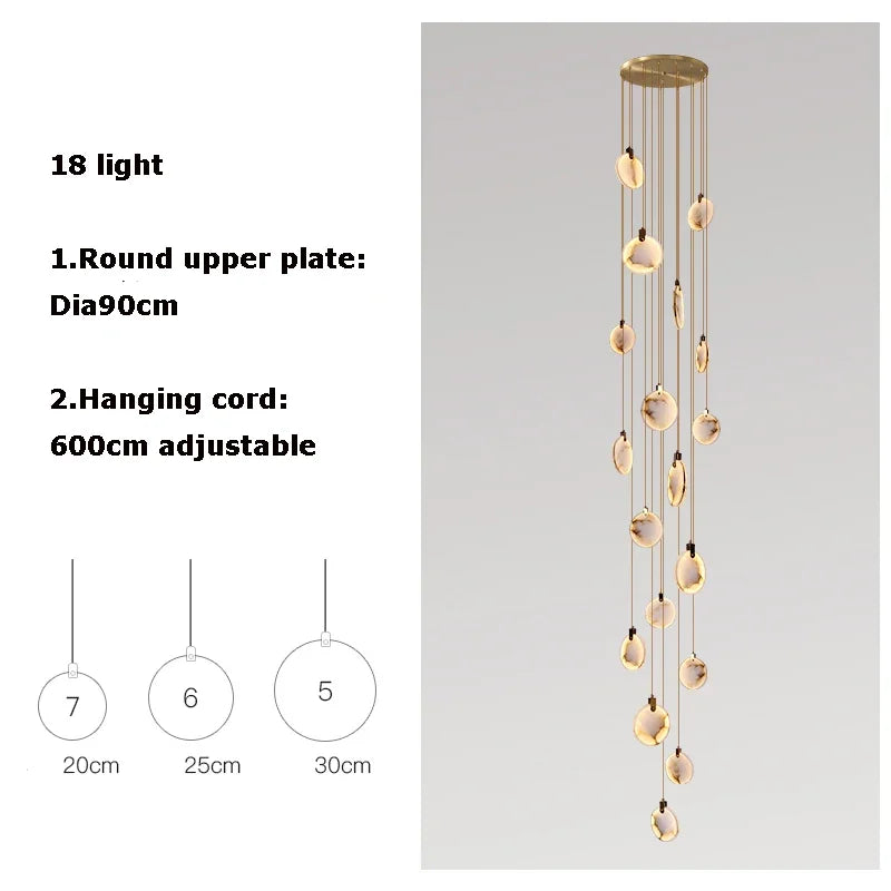 Scandinavian LED Marble Gold Home Decor Designer Chandelier Lighting 2025 New Trend Living Room Tone Chandelier
