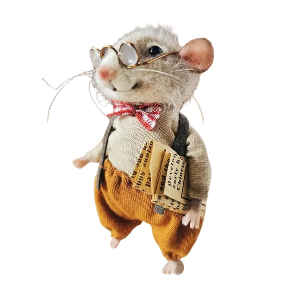 Christmas Needle Felted Mouse DIY Handmade Cute Needle Felted Mouse Needle Felting Mice Wool Felt Mouse Craft Decorations