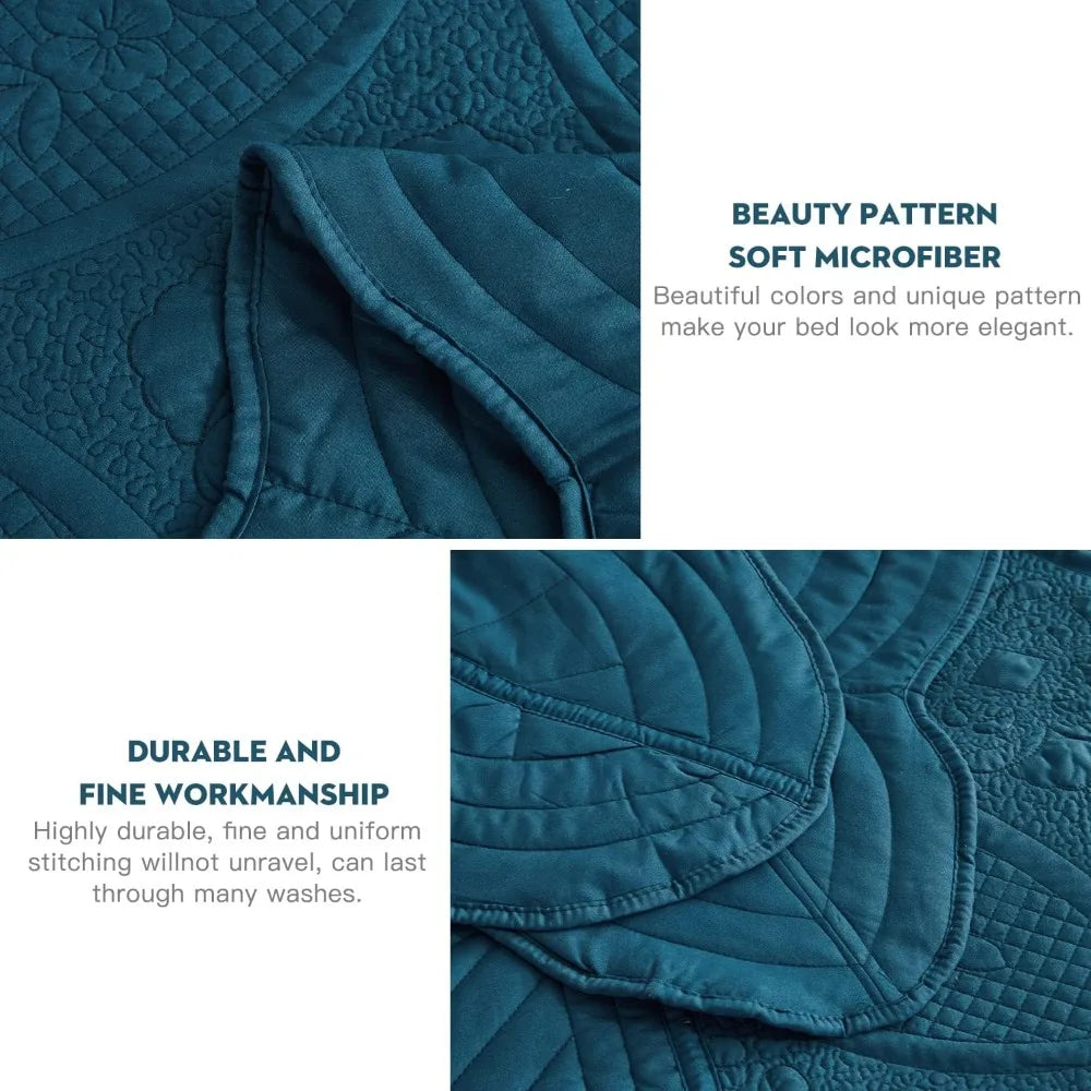 Queen Size Oversized Bedspread - Modern Contemporary Coverlet Set with Real Stitching, Reversible Design, Lightweight Comfort