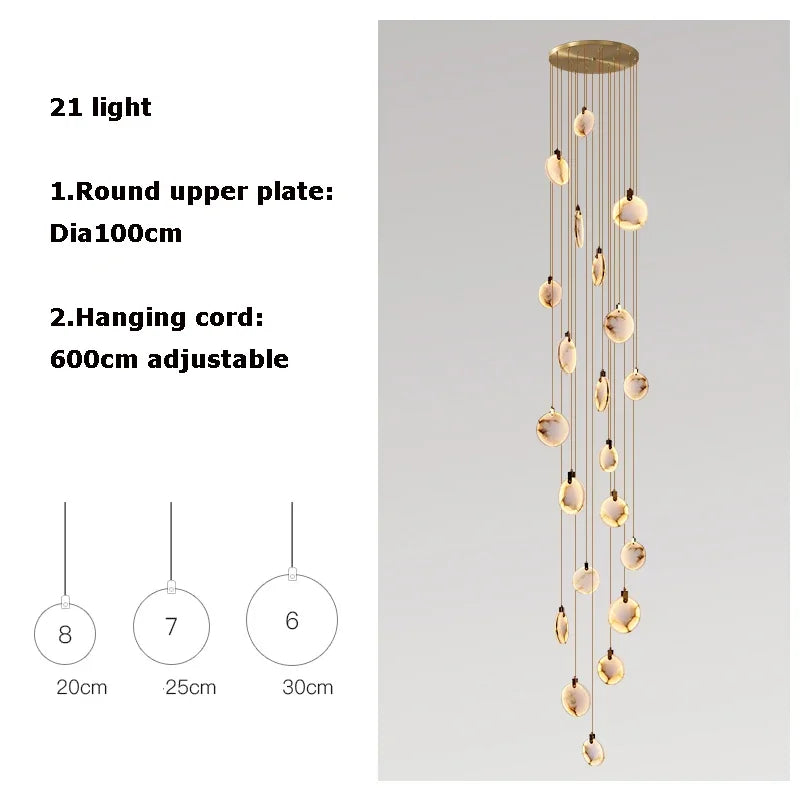 Scandinavian LED Marble Gold Home Decor Designer Chandelier Lighting 2025 New Trend Living Room Tone Chandelier