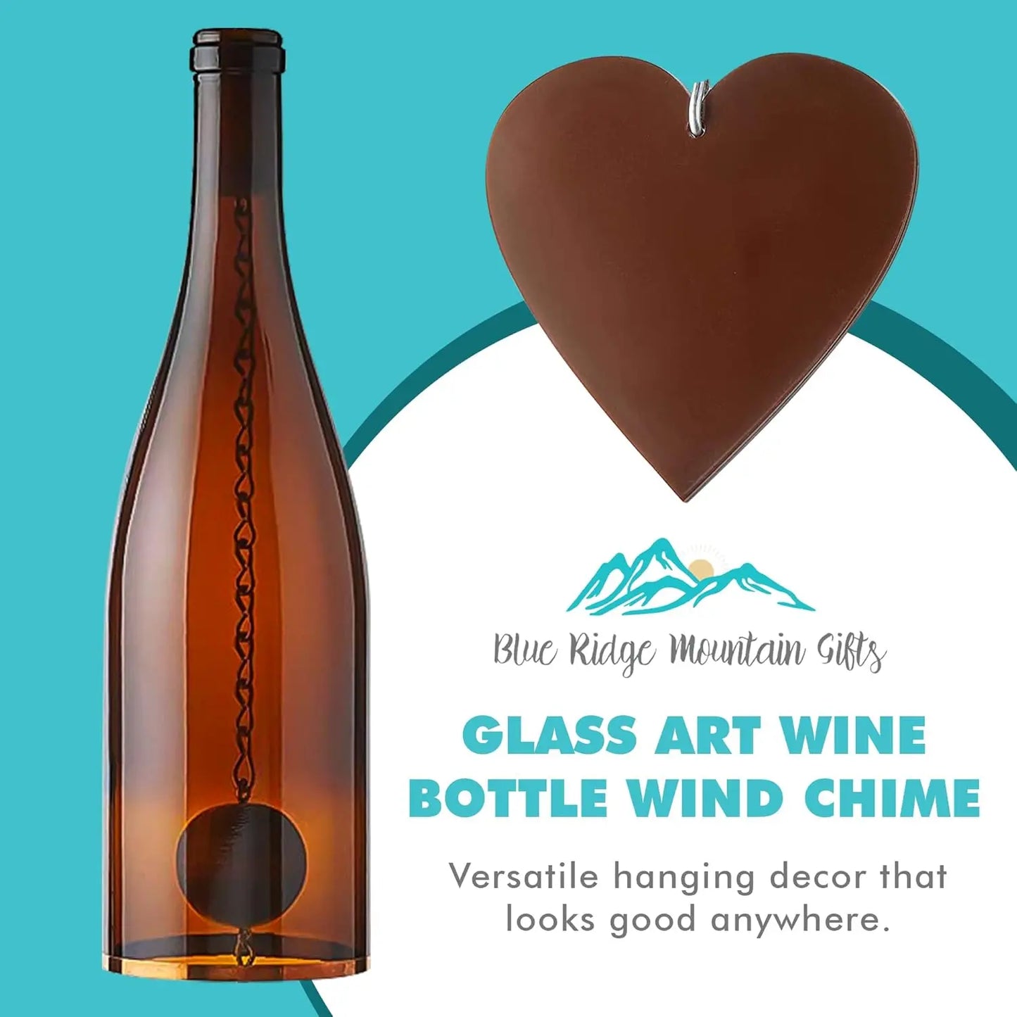Wine Bottle Wind Chime - Wind Chimes Inside Decor, Handcrafted Wine Glass Bottle Wind Chimes for Women (Set of Five)