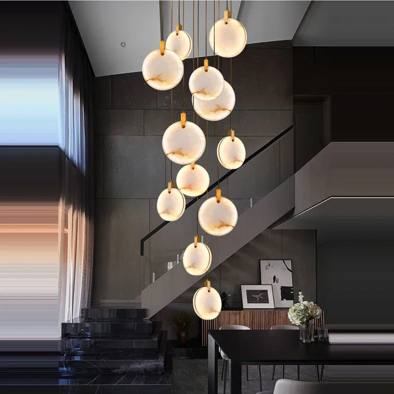 Scandinavian LED Marble Gold Home Decor Designer Chandelier Lighting 2025 New Trend Living Room Tone Chandelier