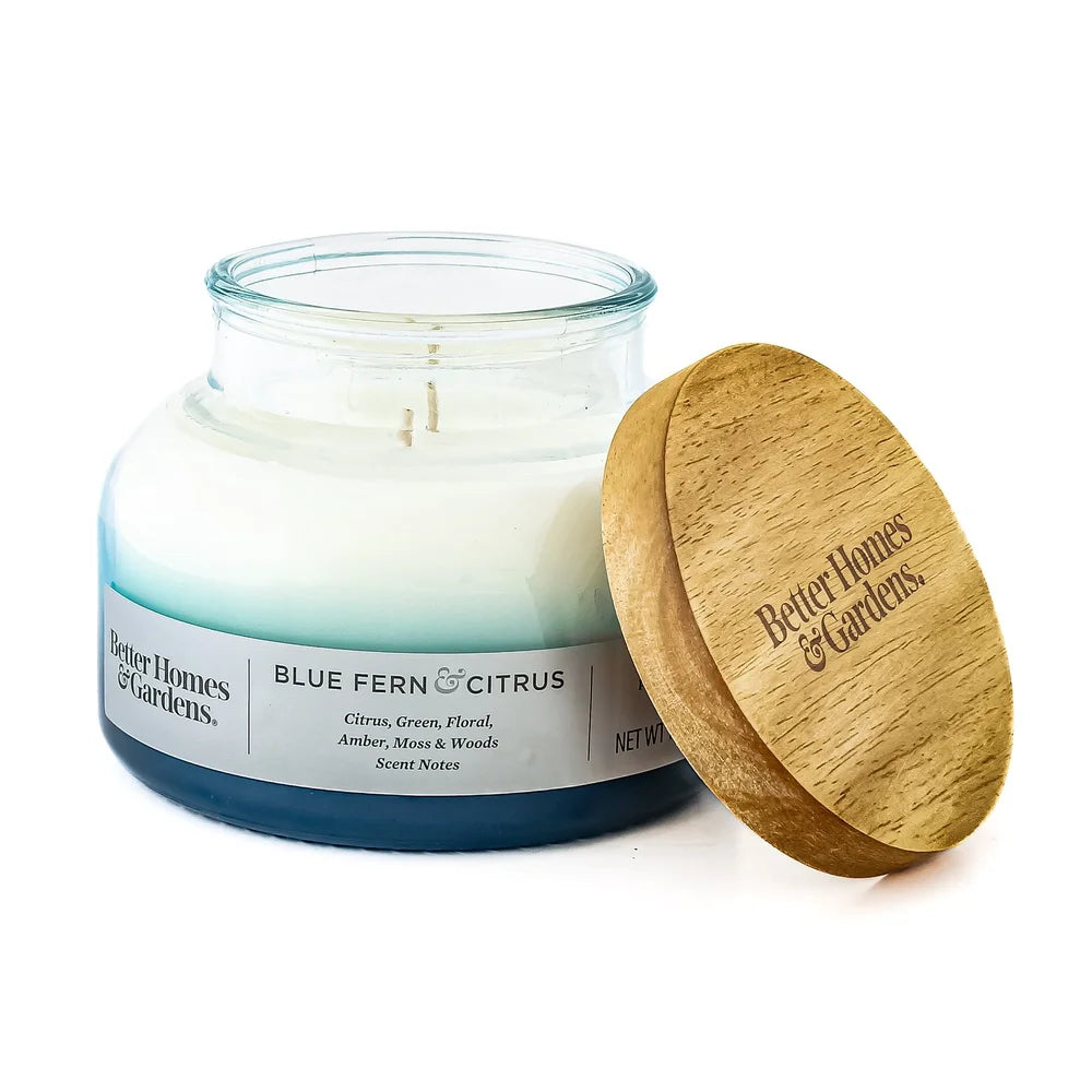 Scented 2-Wick 18oz Ombre Bell Jar Candle Fresh Citrus Floral Amber Moss Premium Soy Wax Container Candle 40h Burn Time