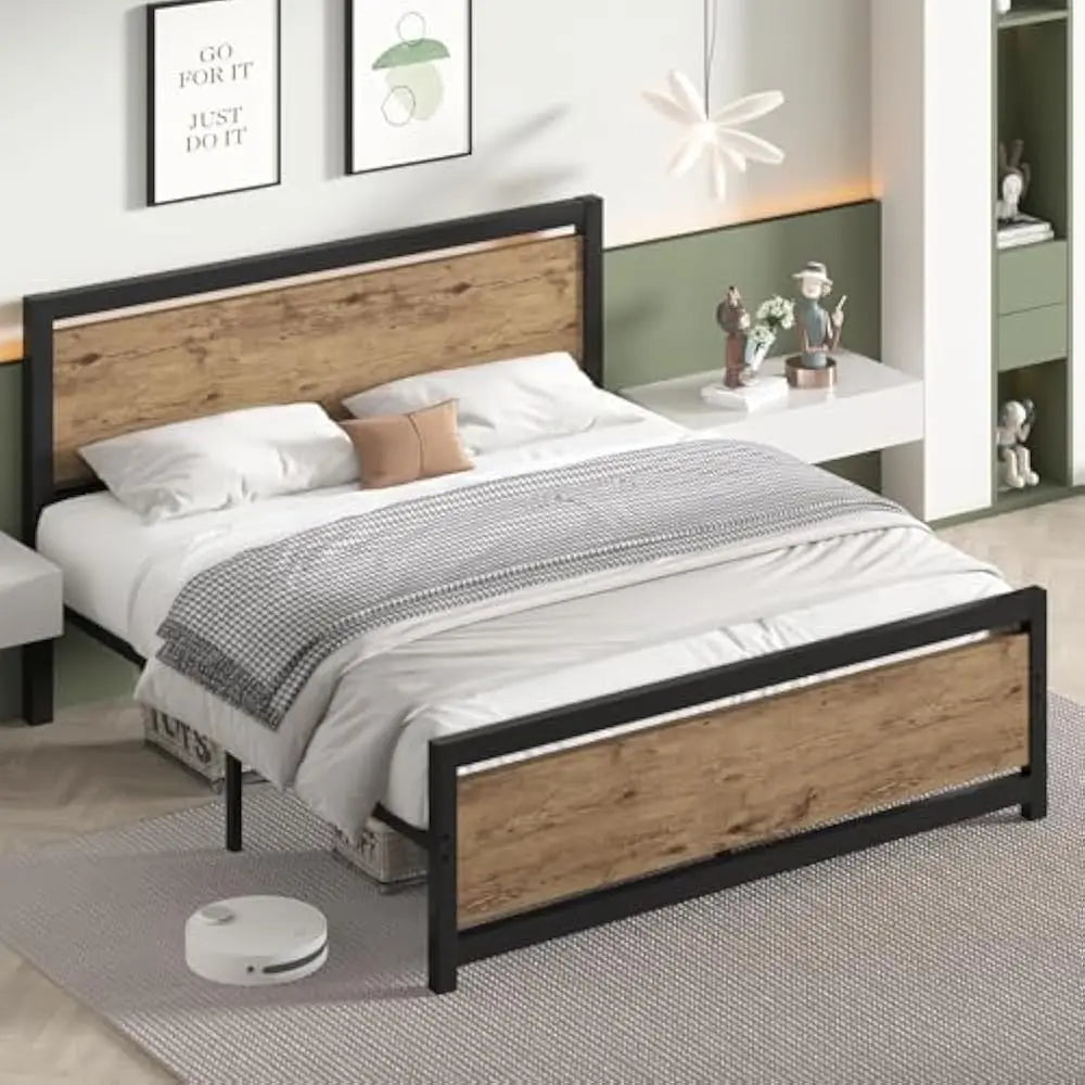 White Bed Bases and Frames Under Bed Storage Mattress Foundation Bedroom Furniture No Box Spring Needed Frame & Headboard Home
