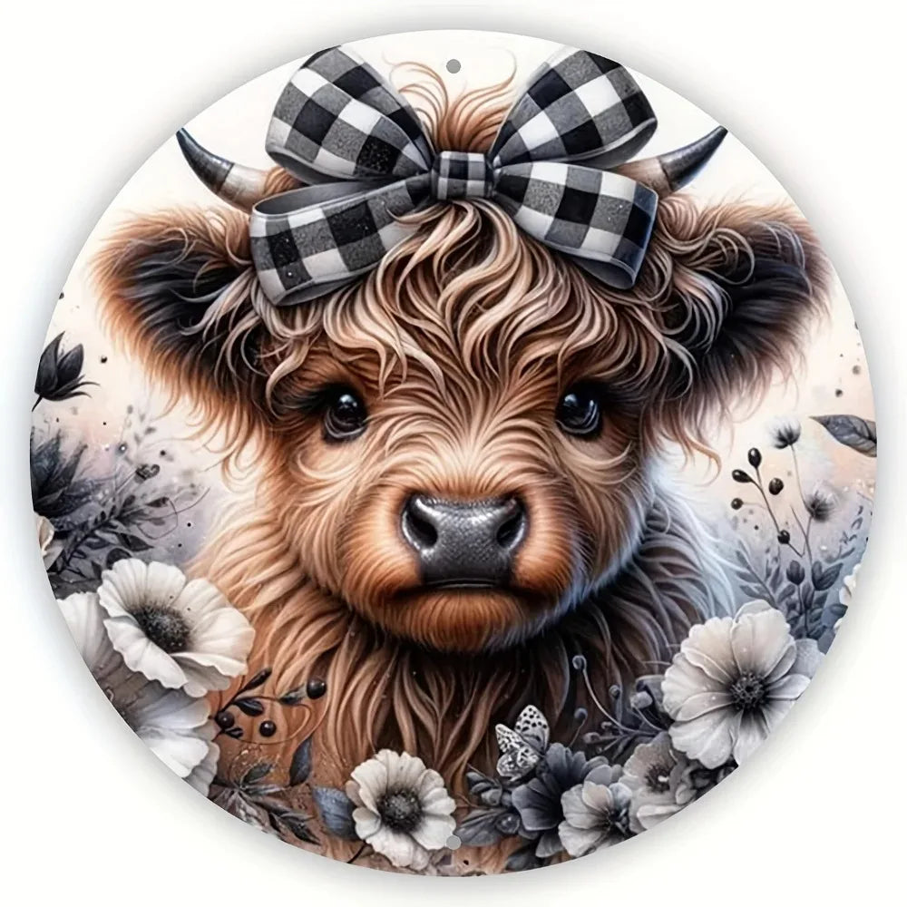 LuxHighlandNoel "Highland Cow Sign" | Premium Aluminum Art | Christmas Gallery Decor