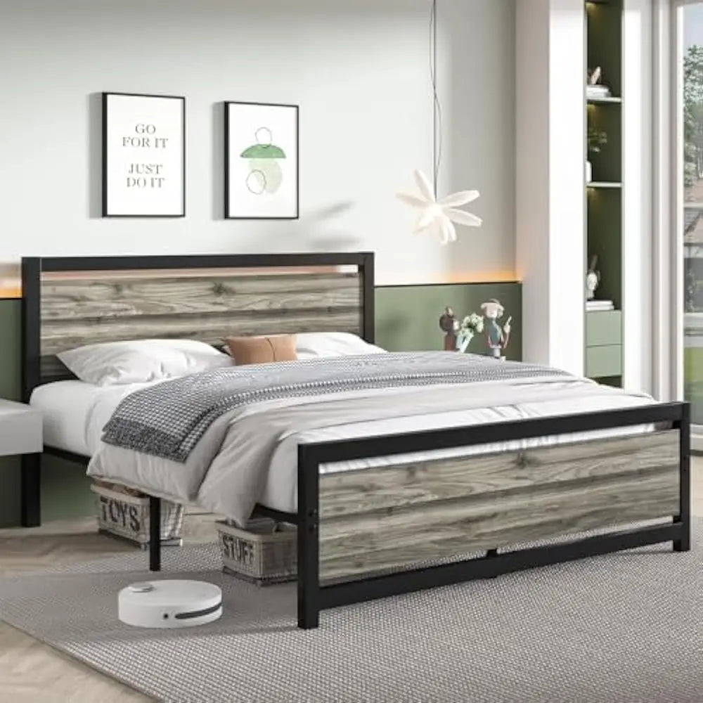 White Bed Bases and Frames Under Bed Storage Mattress Foundation Bedroom Furniture No Box Spring Needed Frame & Headboard Home