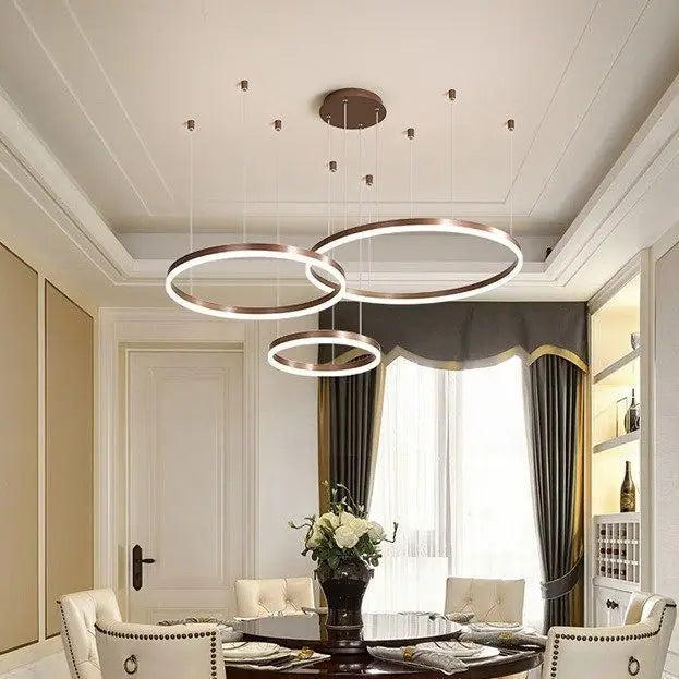 Nordic Modern LED Pendant Light Circle Lights for Interior Design Engineering Lighting Line Hang Ring Chandelier Lamps Aesthetic