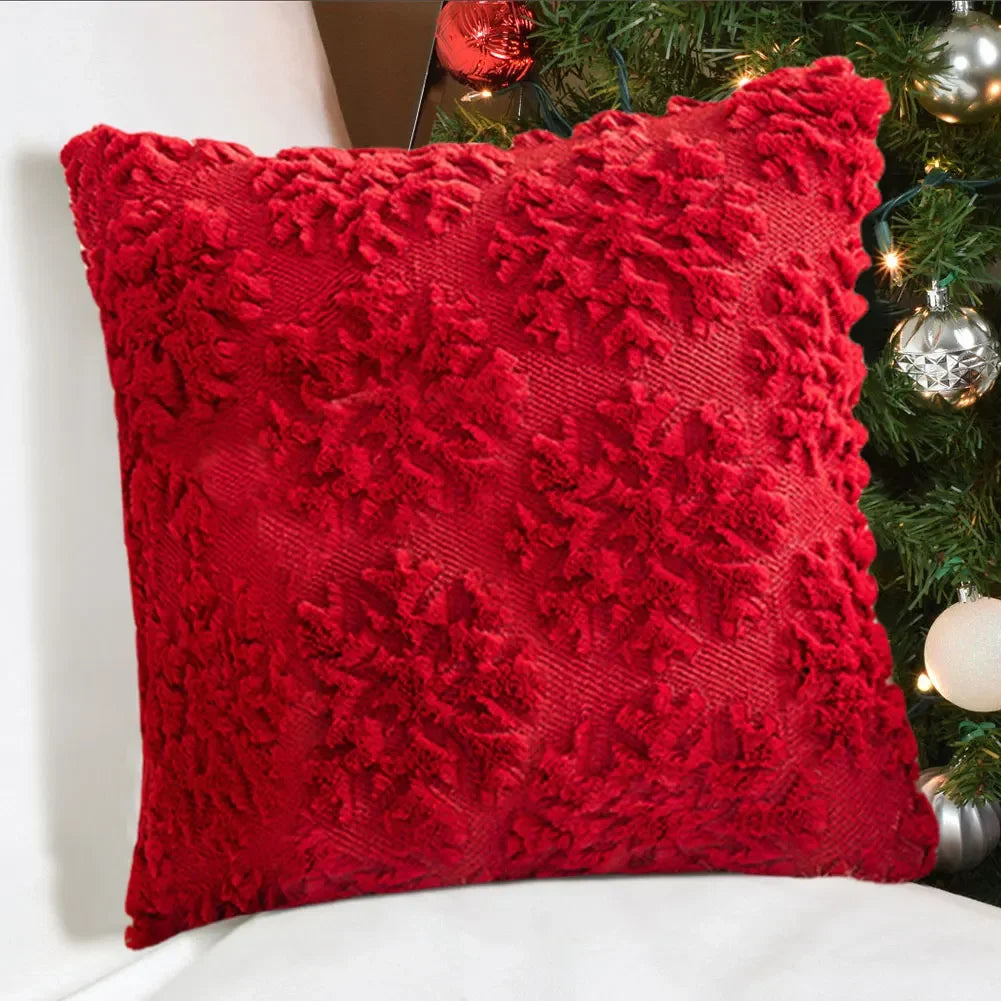 Christmas Pillow Covers 45x45cm Throw Pillow Covers Soft Plush Pillowcase for Couch Sofa Holiday Festivals Winter Home Decor