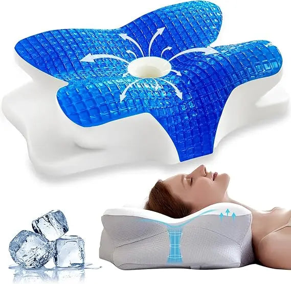 Cooling Gel Pillows for Neck and Shoulder,Cervical Pillow Cozy Sleeping,Odorless Ergonomic Contour Memory Foam Pillows for Side