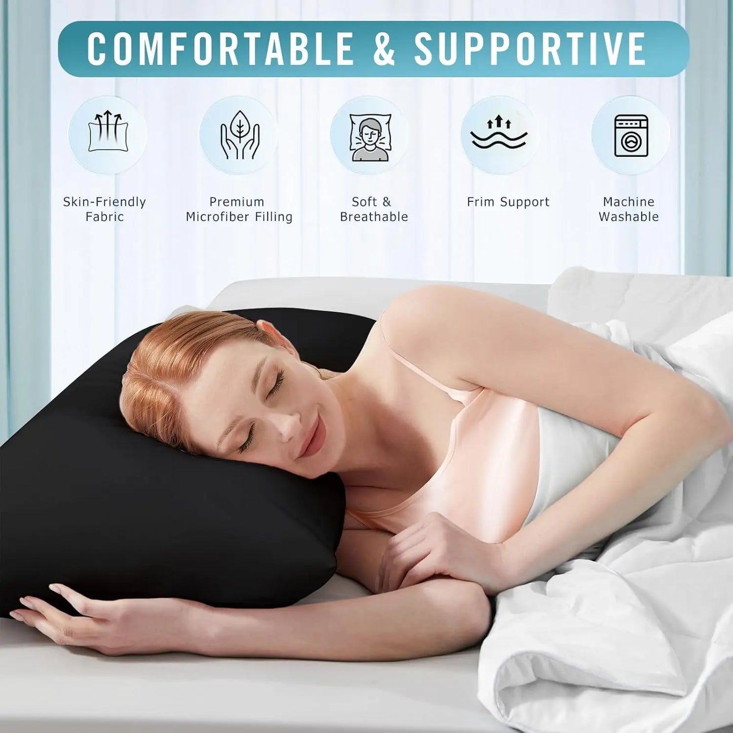 King Size Bed Pillows for Sleeping 4 Pack,Luxury Hotel Pillows,Comfortable and Supportive,Machine Washable,Suitable for Stomach
