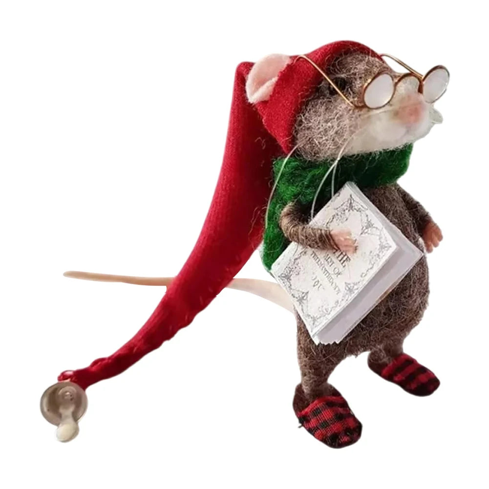 Christmas Needle Felted Mouse DIY Handmade Cute Needle Felted Mouse Needle Felting Mice Wool Felt Mouse Craft Decorations