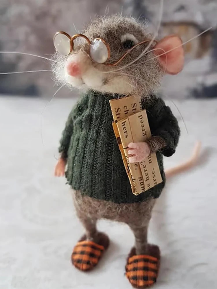 Christmas Needle Felted Mouse DIY Handmade Cute Needle Felted Mouse Needle Felting Mice Wool Felt Mouse Craft Decorations