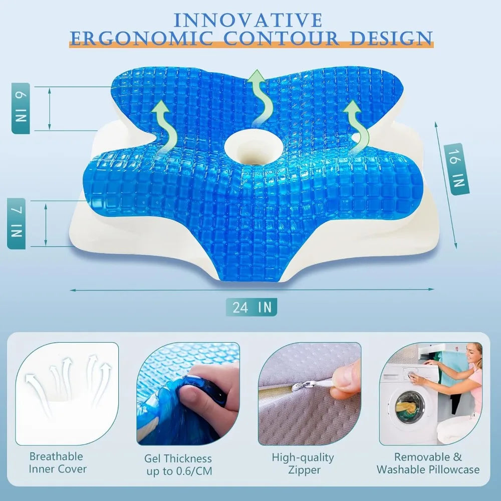 Cooling Gel Pillows for Neck and Shoulder,Cervical Pillow Cozy Sleeping,Odorless Ergonomic Contour Memory Foam Pillows for Side