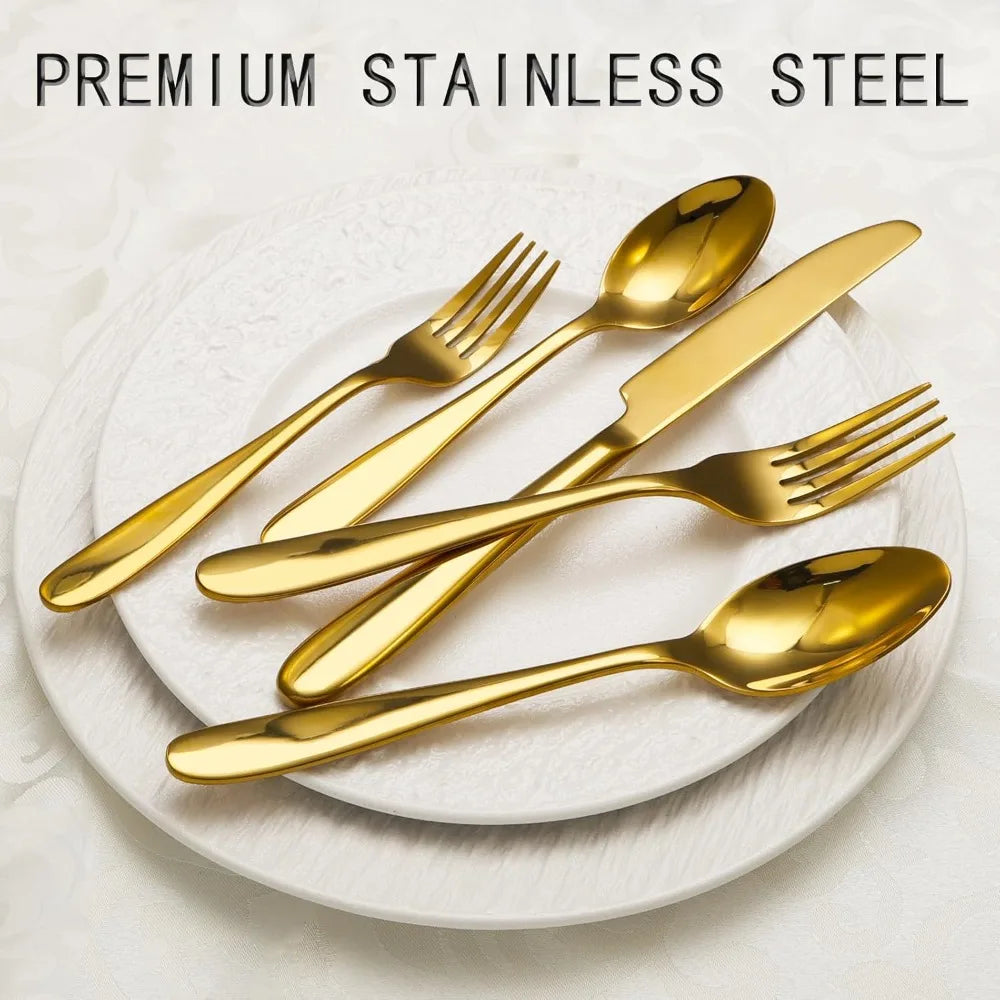 8-Person Stainless Steel Flatware Set, 40-Piece Elegant Tableware Cutlery with Mirror Finish