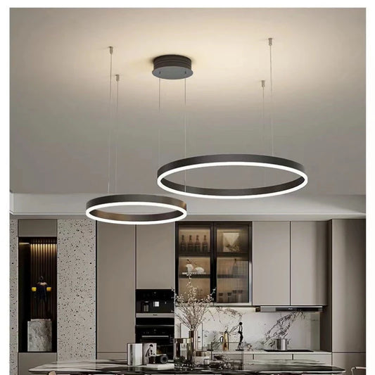 Nordic Modern LED Pendant Light Circle Lights for Interior Design Engineering Lighting Line Hang Ring Chandelier Lamps Aesthetic