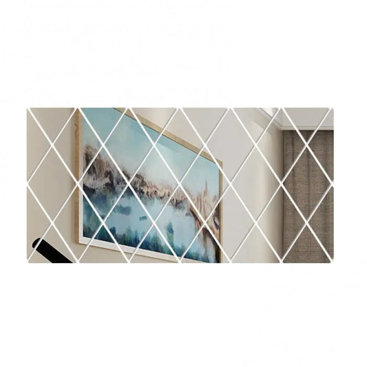 Rhombus Triangles Acrylic 3D Mirror Wall Stickers Living Room Bathroom Decorative DIY Home Decor Mirror Art Wall Decor