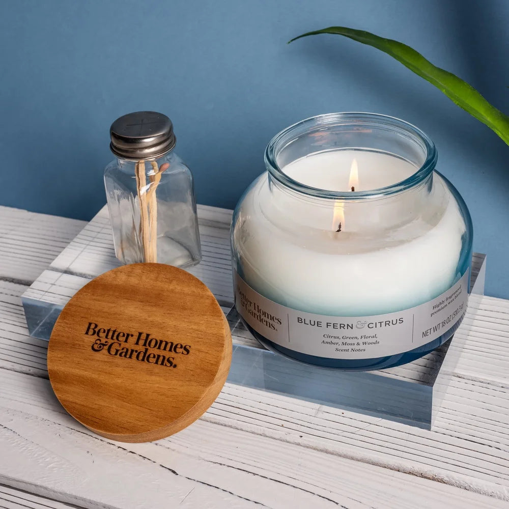 Scented 2-Wick 18oz Ombre Bell Jar Candle Fresh Citrus Floral Amber Moss Premium Soy Wax Container Candle 40h Burn Time