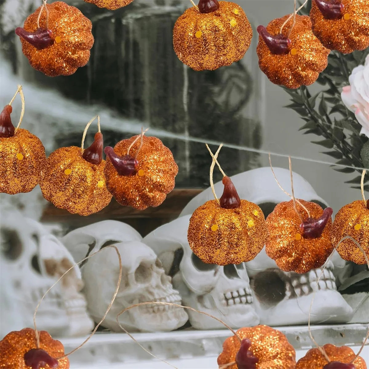 Autumn Harvest Mini Pumpkin Decor Set - Sparkling Pumpkin Ornaments for Home Fall Party Decor and Favors