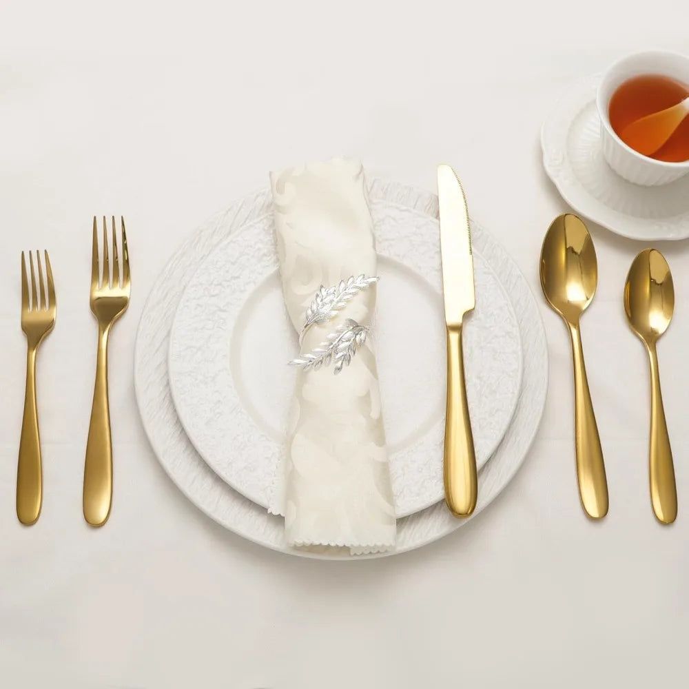 8-Person Stainless Steel Flatware Set, 40-Piece Elegant Tableware Cutlery with Mirror Finish