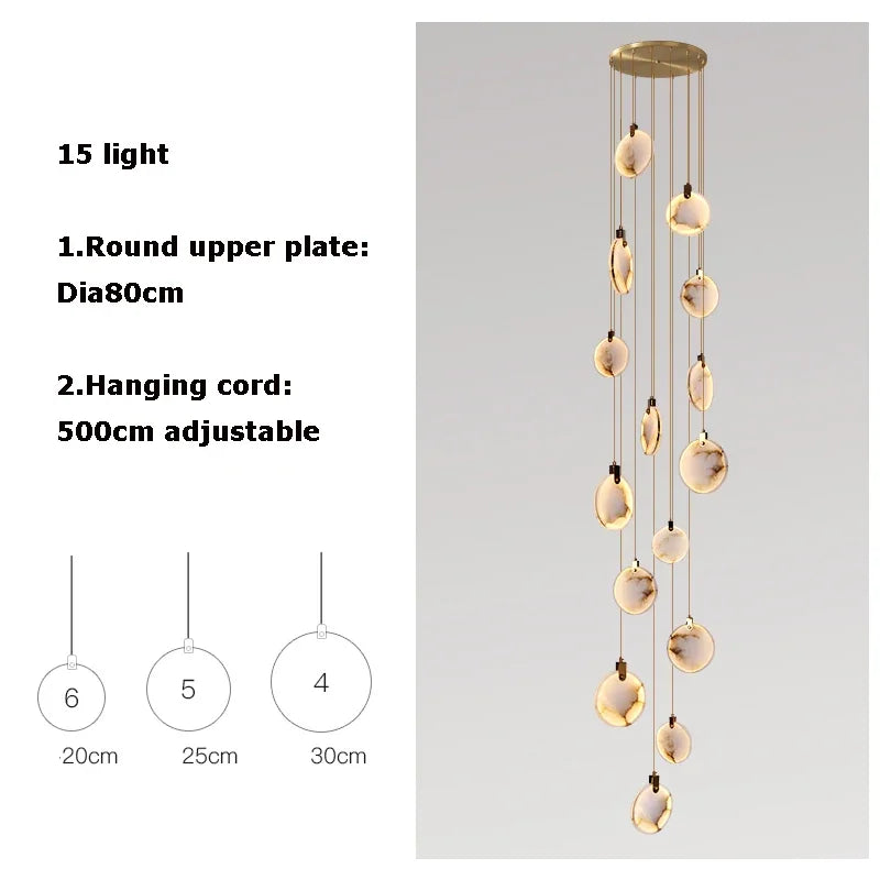 Scandinavian LED Marble Gold Home Decor Designer Chandelier Lighting 2025 New Trend Living Room Tone Chandelier
