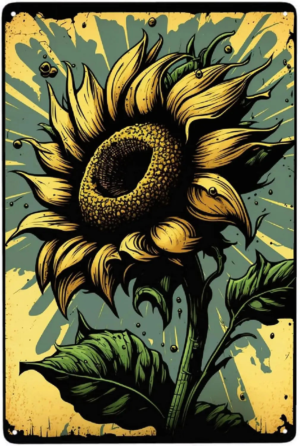 Sunflower Metal Poster Sign Decor Funny Aluminum 12x8 Inch Posters for Gifts for Bar Accessories Bathroom Wall Art