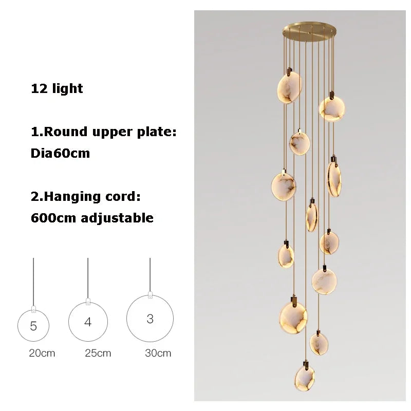 Scandinavian LED Marble Gold Home Decor Designer Chandelier Lighting 2025 New Trend Living Room Tone Chandelier