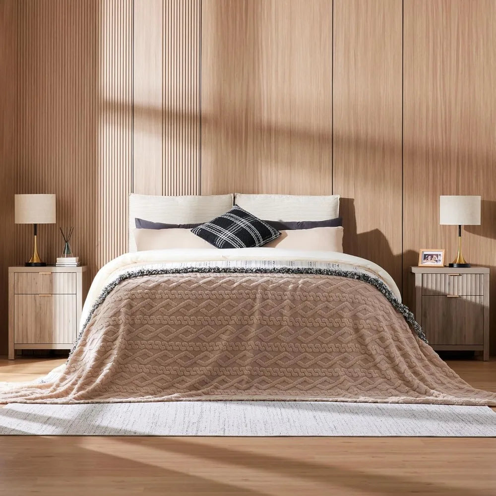 pair of modern fluted nightstands with charging ports, contemporary 2-drawer side tables for bedroom