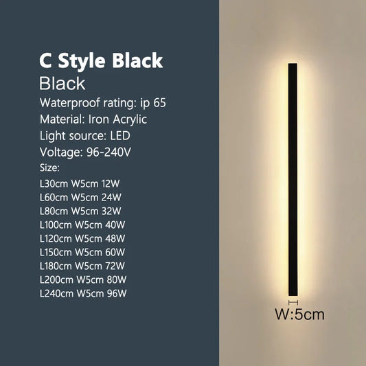 Outdoor waterproof wall lamp LED  strip background wall lamp stair garden lamp living room bedroom bedside ip65 wall lights