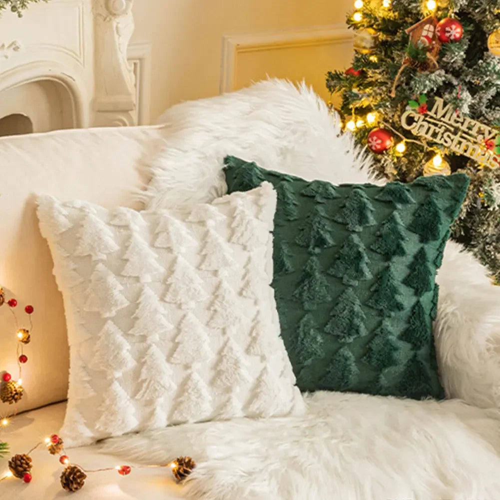 Christmas Pillow Covers 45x45cm Throw Pillow Covers Soft Plush Pillowcase for Couch Sofa Holiday Festivals Winter Home Decor