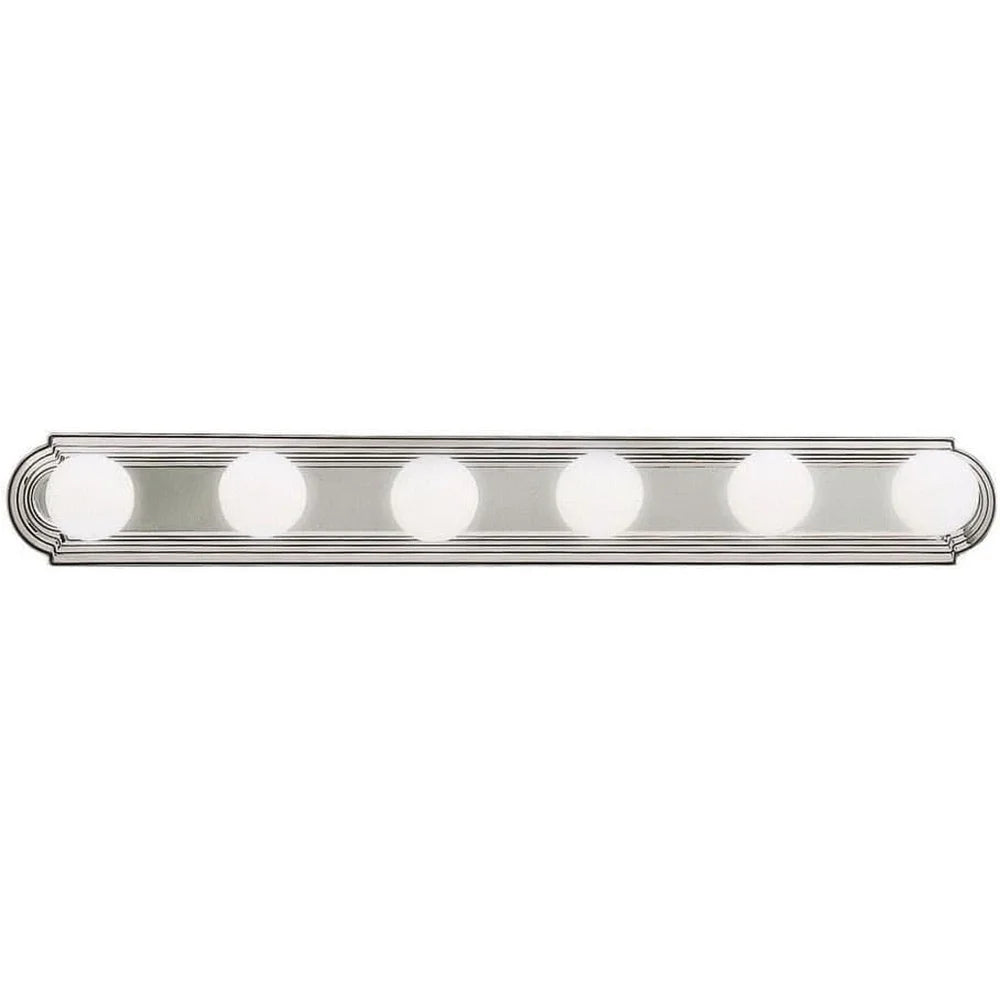 36 Inch Round Bath Bar Vanity Light 6-Light Brushed Nickel Modern Bathroom Lighting Fixture Damp Location Alloy Steel