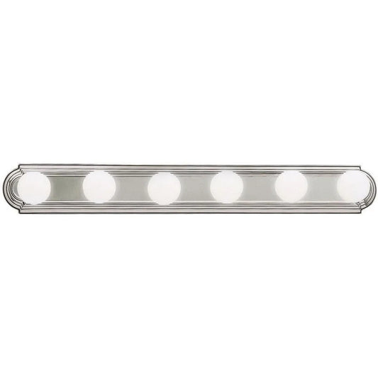 36 Inch Round Bath Bar Vanity Light 6-Light Brushed Nickel Modern Bathroom Lighting Fixture Damp Location Alloy Steel