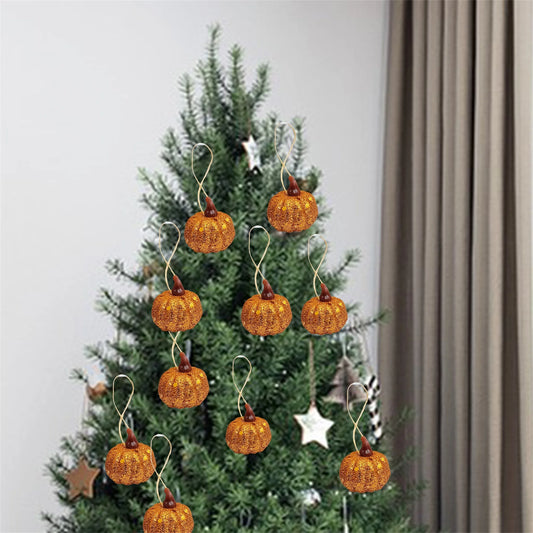 Autumn Harvest Mini Pumpkin Decor Set - Sparkling Pumpkin Ornaments for Home Fall Party Decor and Favors