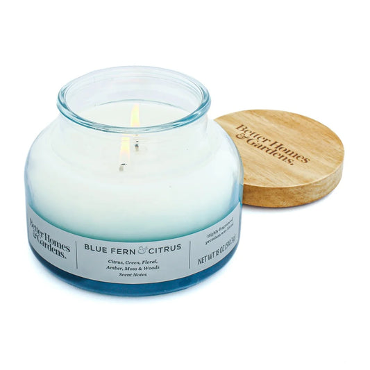 Scented 2-Wick 18oz Ombre Bell Jar Candle Fresh Citrus Floral Amber Moss Premium Soy Wax Container Candle 40h Burn Time