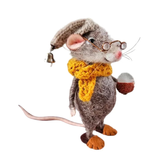 Christmas Needle Felted Mouse DIY Handmade Cute Needle Felted Mouse Needle Felting Mice Wool Felt Mouse Craft Decorations