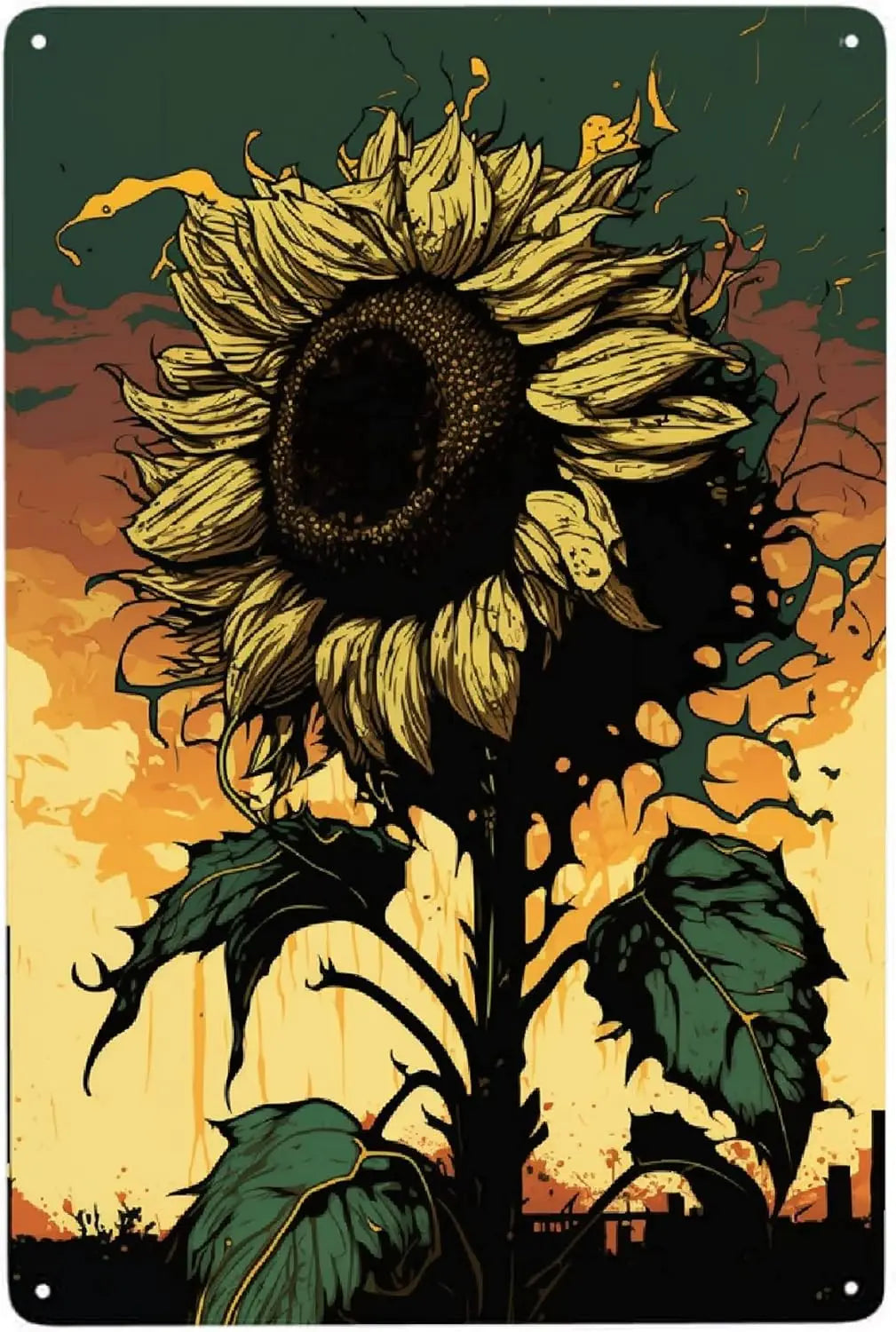 Sunflower Metal Poster Sign Decor Funny Aluminum 12x8 Inch Posters for Gifts for Bar Accessories Bathroom Wall Art