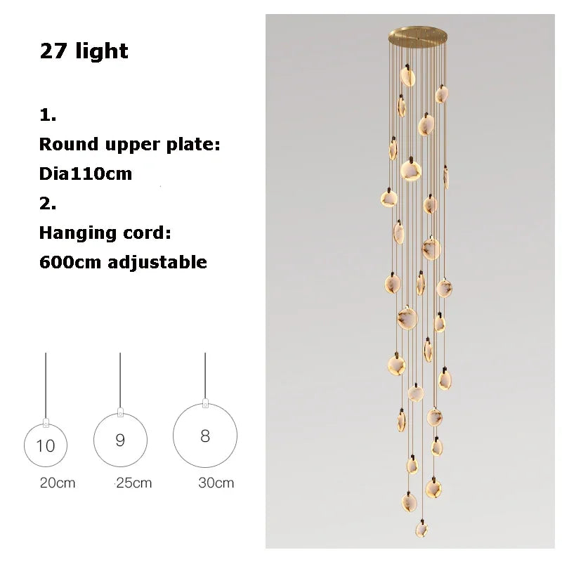 Scandinavian LED Marble Gold Home Decor Designer Chandelier Lighting 2025 New Trend Living Room Tone Chandelier
