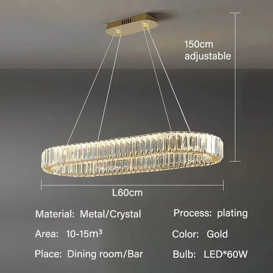 Luxury LED Pendant Light Modern Crystal Chandelier Living Dining Room Kitchen Ceiling Lamp Lustre Decor Indoor Bar Hang Fixture