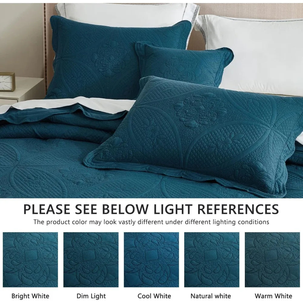 Queen Size Oversized Bedspread - Modern Contemporary Coverlet Set with Real Stitching, Reversible Design, Lightweight Comfort