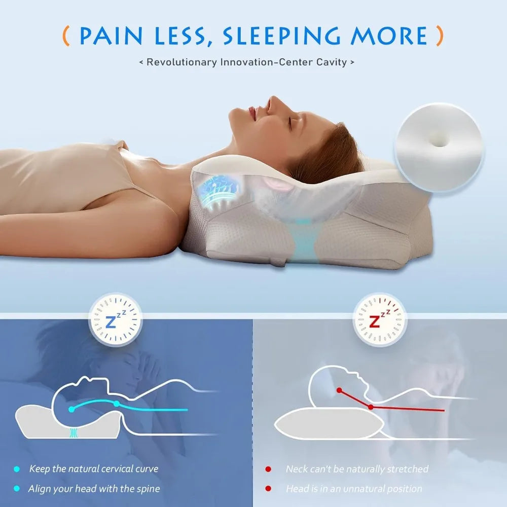 Cooling Gel Pillows for Neck and Shoulder,Cervical Pillow Cozy Sleeping,Odorless Ergonomic Contour Memory Foam Pillows for Side