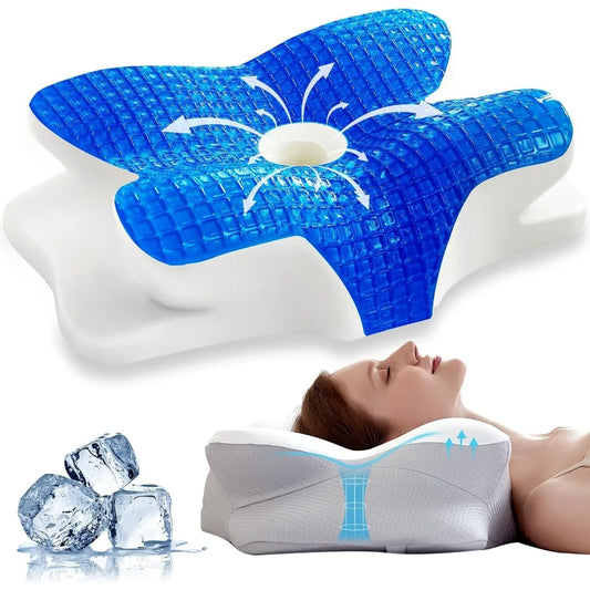 Cooling Gel Pillows for Neck and Shoulder,Cervical Pillow Cozy Sleeping,Odorless Ergonomic Contour Memory Foam Pillows for Side