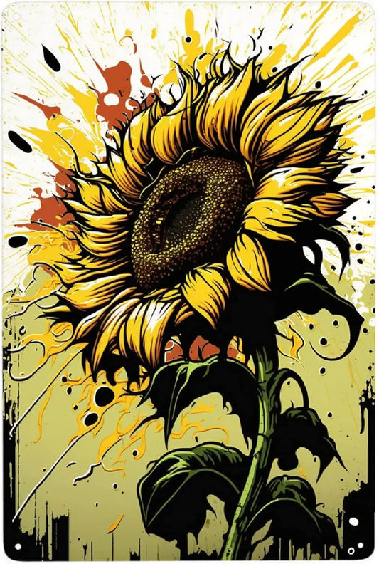 Sunflower Metal Poster Sign Decor Funny Aluminum 12x8 Inch Posters for Gifts for Bar Accessories Bathroom Wall Art