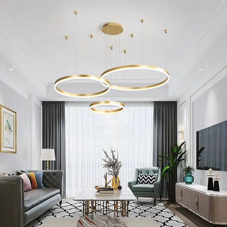 Nordic Modern LED Pendant Light Circle Lights for Interior Design Engineering Lighting Line Hang Ring Chandelier Lamps Aesthetic