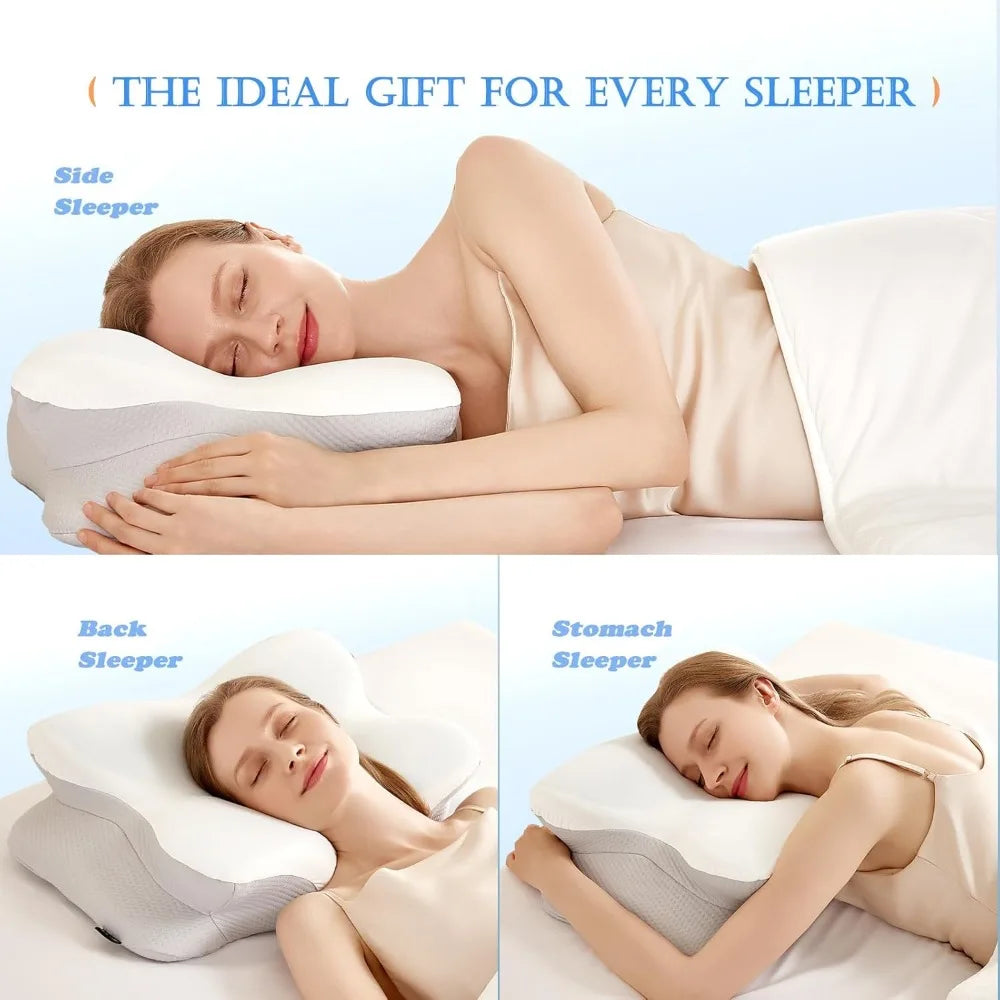 Cooling Gel Pillows for Neck and Shoulder,Cervical Pillow Cozy Sleeping,Odorless Ergonomic Contour Memory Foam Pillows for Side