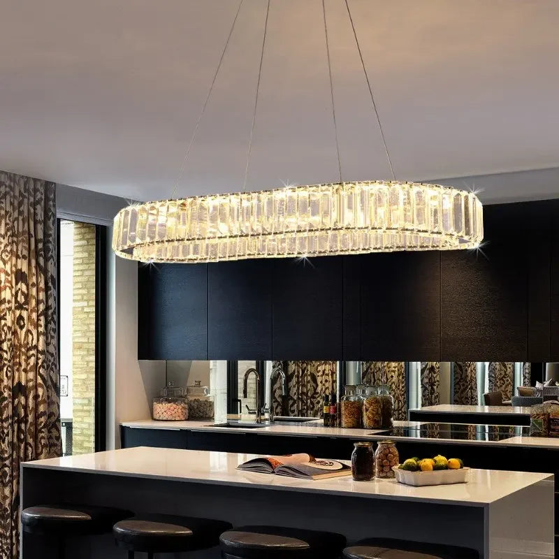 Luxury LED Pendant Light Modern Crystal Chandelier Living Dining Room Kitchen Ceiling Lamp Lustre Decor Indoor Bar Hang Fixture